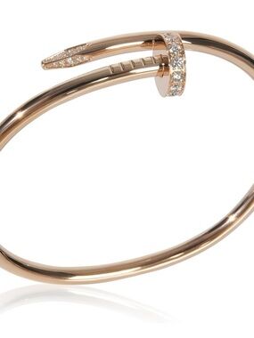 Rose Gold Nail Bangle Bracelet with Pavé Accents